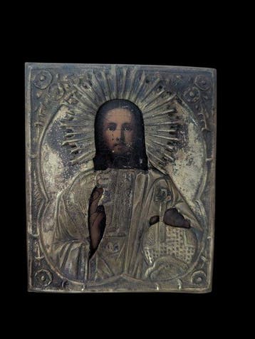 Icoon - Set van twee iconen Christus Pantocrator. 19e eeuw