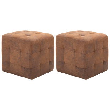 vidaXL Poef 2 st 30x30x30 cm kunstsuède bruin, Verzenden, Nieuw