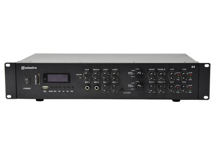 Refurbished Adastra A4 PLUS Stereo PA Versterker 4x 300W, Muziek en Instrumenten, Microfoons