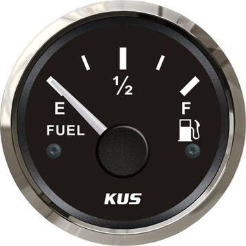 Brandstofmeter Boot 56mm Zwart met Rvs Rand, Ophalen of Verzenden