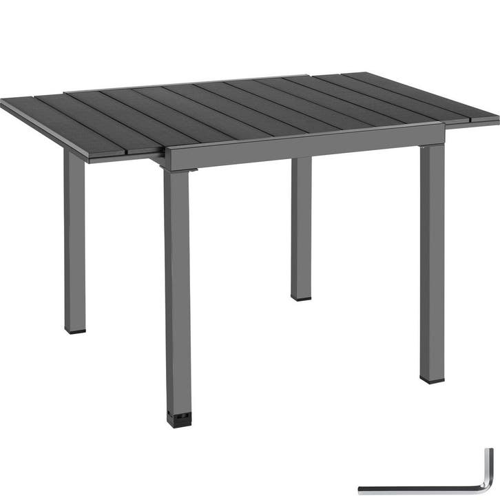 tectake Tuintafel Inca aluminium, uitschuifbaar, houtlook -, Tuin en Terras, Tuinsets en Loungesets, Verzenden