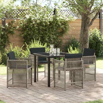 vidaXL Tuin Eettafel Set 5 pcs Lichtgrijs poly rattan, Verzenden, Nieuw