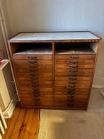 Commode - Hout - Prachtig gerestaureerde printerkast met, Antiek en Kunst