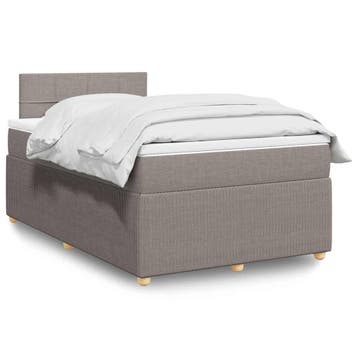 vidaXL Boxspring met matras stof taupe 120x200 cm, Verzenden