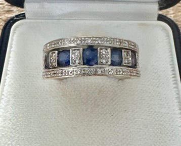 Damiani - Ring - Belle Epoque - 18 karaat Witgoud Saffier -, Nieuw