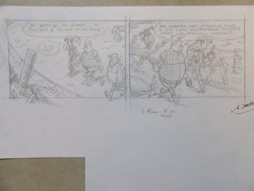 Lucky Luke - geschetste strook - gesigneerd door Michel, Livres