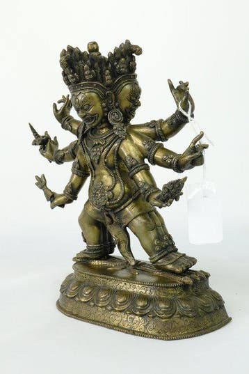 Bronzen Tibetaans-boeddhistische godheidbeeld - Brons -, Antiek en Kunst