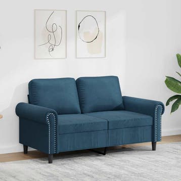 vidaXL Tweezitsbank / zetel 120 cm fluweel blauw, Verzenden