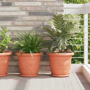 vidaXL Ronde Bloempot 24 st Baksteenrood Ø 34 x 28 cm, Tuin en Terras, Bloempotten, Verzenden, Nieuw