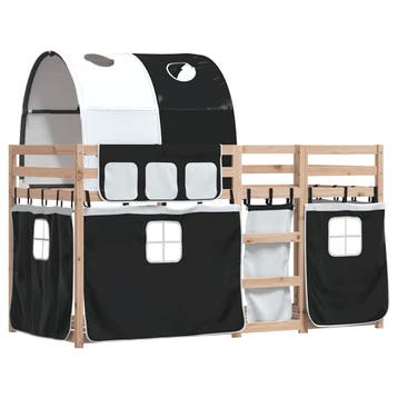 vidaXL Stapelbed met gordijnen 90x190 cm grenenhout wit en, Verzenden