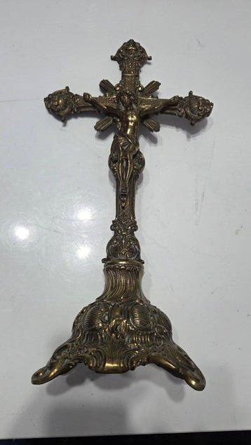 Crucifix - Verguld brons - Begin van de twintigste eeuw - 47, Antiek en Kunst
