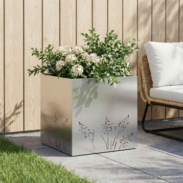vidaXL Plantenbak zilver 50 x 50 x 49 cm Gegalvaniseerd, Tuin en Terras, Verzenden, Nieuw