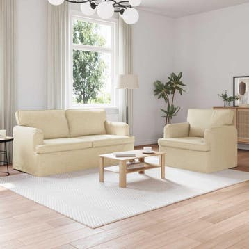 vidaXL bank / zetelstel 2 st Crème Stof, Huis en Inrichting, Zetels | Zetels, Verzenden, Nieuw