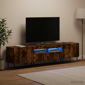 vidaXL 5-delige LED TV-kast Gerookt eiken Bewerkt hout, Huis en Inrichting, Kasten |Televisiemeubels, Verzenden, Nieuw