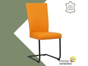 Leren eetkamerstoel Dry - Toledo Mandarin (oranje) -, Overige kleuren, Nieuw, Leer, Ophalen of Verzenden