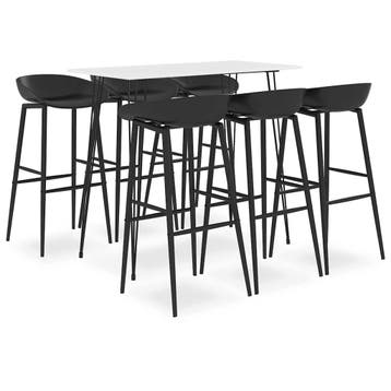 vidaXL 7-delige Barset wit en zwart, Verzenden