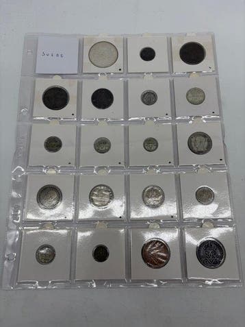 Suède. 1885-2012 lot de 63 pièces (12 pièces en argent), Timbres & Monnaies