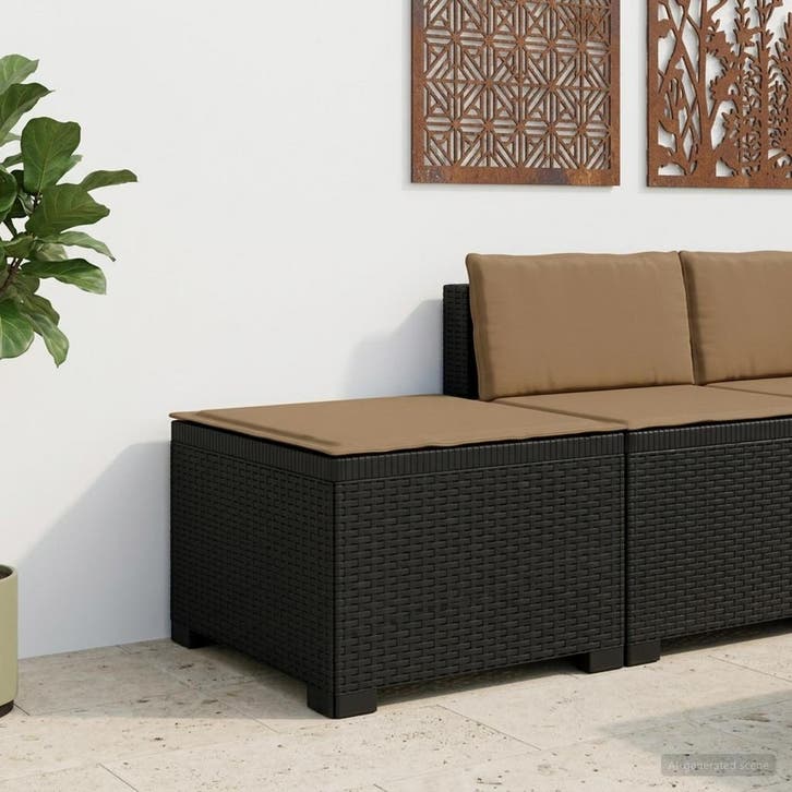 vidaXL Eén-zits Tuin Sofa met Kussen Rieten Look PP, Tuin en Terras, Tuinsets en Loungesets, Nieuw, Verzenden