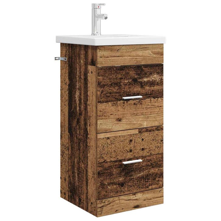 vidaXL Badkamer Vanity met Wastafel Oud hout 42 x 40 x 84,5, Maison & Meubles, Tables | Coiffeuses, Envoi