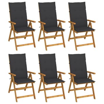 vidaXL Inklapbare stoelen 6 st met kussens massief, Verzenden, Nieuw