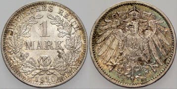 1 Mark 1910 D Kleinmunten-kaiserreich Grosser Adler, Verzenden, België