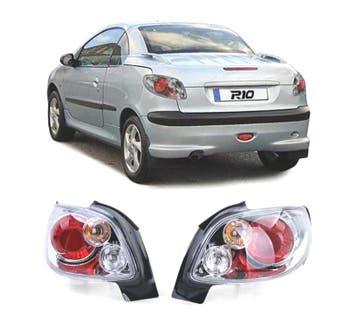 FEUX ARRIÈRE POUR PEUGEOT 206 CC 98-09 FOND CHROMÉ ROUGE, Verzenden, Nieuw