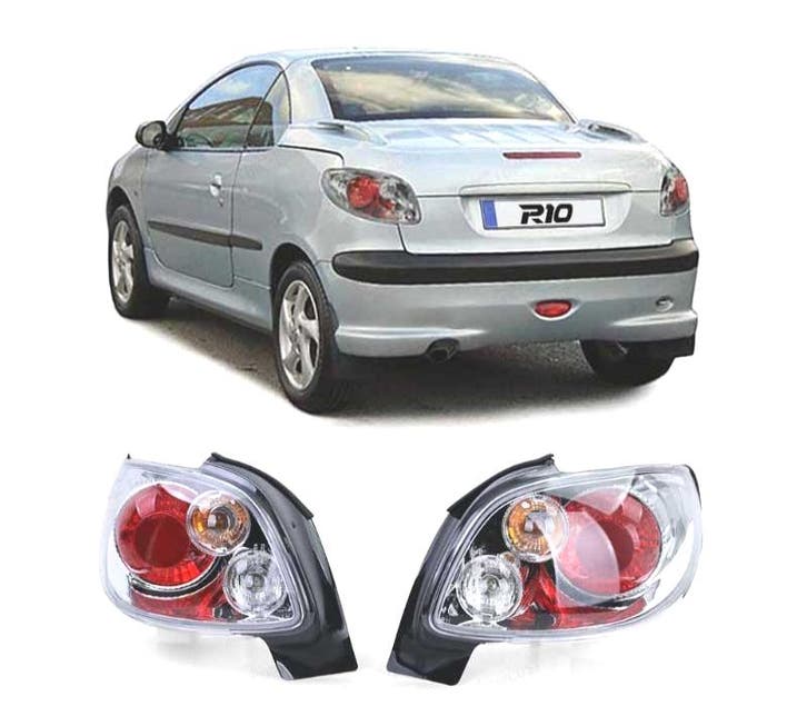 FEUX ARRIÈRE POUR PEUGEOT 206 CC 98-09 FOND CHROMÉ ROUGE, Autos : Pièces & Accessoires, Éclairage, Envoi