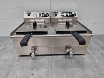 HCB RVS Dubbele Friteuse Frituur 2 x 14 liter 400V Horeca, Ophalen of Verzenden, Nieuw in verpakking