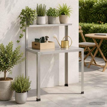 vidaXL Planttafel 100 x 50 x 104 cm Roestvrij staal zilver, Tuin en Terras, Hand-tuingereedschap, Verzenden, Nieuw
