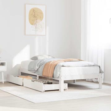 vidaXL Bedframe met lades massief grenenhout wit 75x190 cm, Verzenden, Nieuw