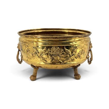 Jardinière - Neogotiek - Verguld messing - leeuwen