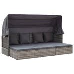 vidaXL Tuinbed met luifel poly rattan gemengd grijs, Tuin en Terras, Verzenden, Nieuw