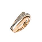 Roségouden crossover ring met zirconia, Handtassen en Accessoires, Ringen, 18 tot 19, Gebruikt, Overige kleuren, Ophalen of Verzenden