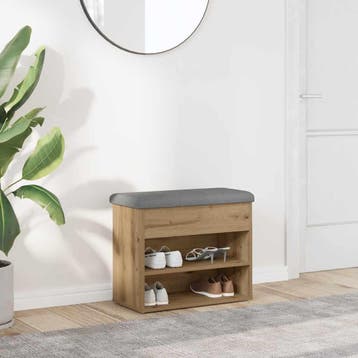 vidaXL Schoenenbank 62x32x50 cm bewerkt hout artisanaal, Verzenden, Nieuw