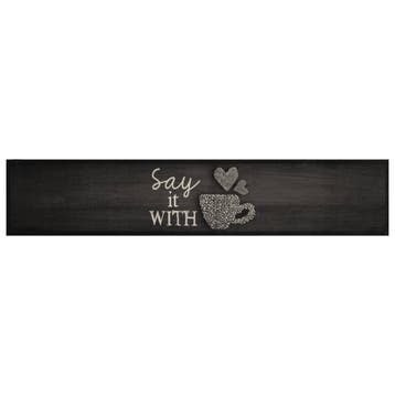 vidaXL Keukenmat wasbaar kopjeprint 60x300 cm fluweel zwart, Verzenden, Nieuw