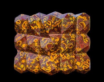 Fossil Coral & Azubilite Jasper 75mm 54-Pyramids Kubus -, Verzamelen