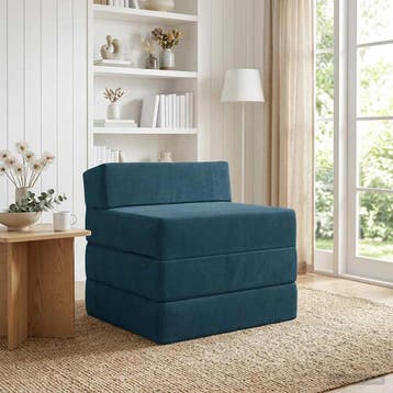 vidaXL Vouwbare Sofa Bed Blauw 200 x 70 x 15 cm Fluweel, Huis en Inrichting, Zetels | Zetels, Verzenden, Nieuw