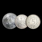 Allemagne. 3 Silver Coins (2x 5 Deutsche Mark + 1x 10
