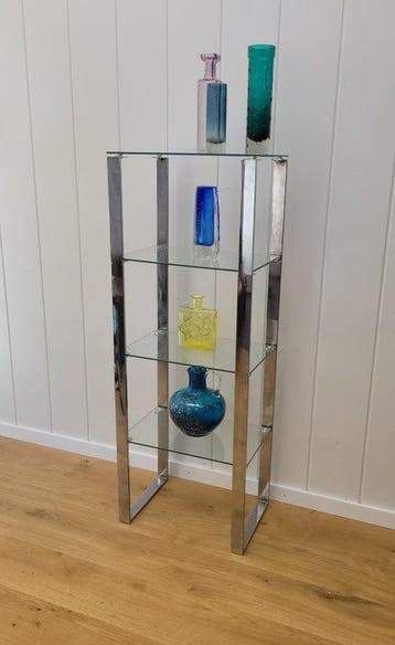 Gebra - Plank - Glas, Chroom - getemperd glas, Antiek en Kunst