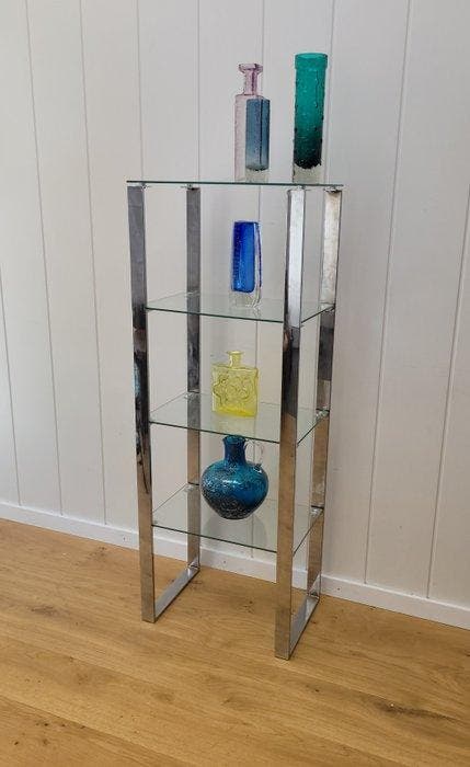 Gebra - Plank - Glas, Chroom - getemperd glas, Antiquités & Art, Antiquités | Meubles | Chaises & Canapés