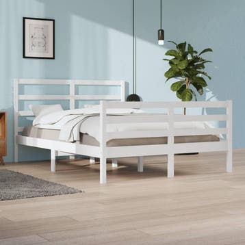 vidaXL Bedframe massief grenenhout wit 160x200 cm, Verzenden, Nieuw