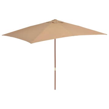 vidaXL Parasol met houten paal 200x300 cm taupe, Verzenden, Nieuw