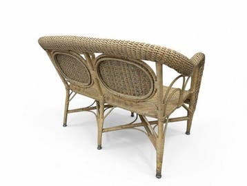 Sofa - Rattan, Hout, Rietwerk - Een rattanbank uit de jaren