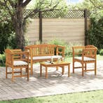 vidaXL Tuinrozen loungeset met kussen 4 pcs Massief Acacia, Tuin en Terras, Verzenden, Nieuw, Loungeset