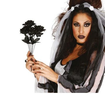 Halloween Zwarte Rozen Tak 35cm, Hobby en Vrije tijd, Verzenden, Nieuw
