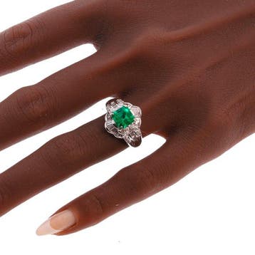 Ring Platina - 1.95ct. tw. Smaragd - Diamant - Vintage 1990, Nieuw