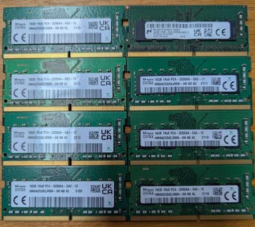 SODIMM 16GB 1Rx8 PC4-3200AA-SA2 Non-ECC Unbuffered (8 stuks), Computers en Software, Gebruikt, DDR4, Ophalen of Verzenden, Laptop