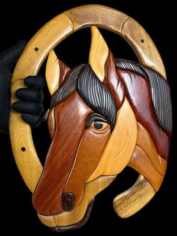 Sculpture, Testa di cavallo - 36 cm - Bois polychromés