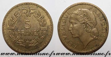 France Frankreich Km 888 5 Francs 1938 Typ Lavrillier, Postzegels en Munten, Verzenden, België