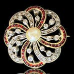 Speld - 18 karaat Geel goud, Zilver - 1.24ct. tw. Diamant